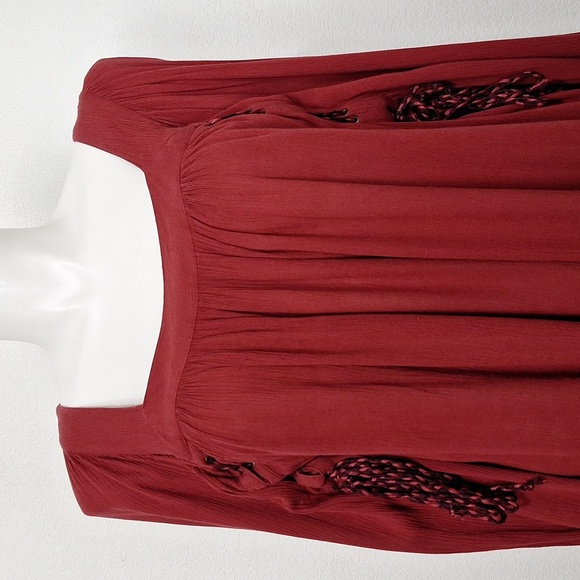 Jessica Simpson Rosewood Bailey Long Sleeve Boho Romantic Lace Up Blouse Size 1X - Picture 2 of 14